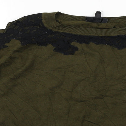 Topshop  Womens Green Floral  Pullover Jumper Size 8