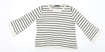 Marks and Spencer  Womens White Striped  Pullover Jumper Size 10