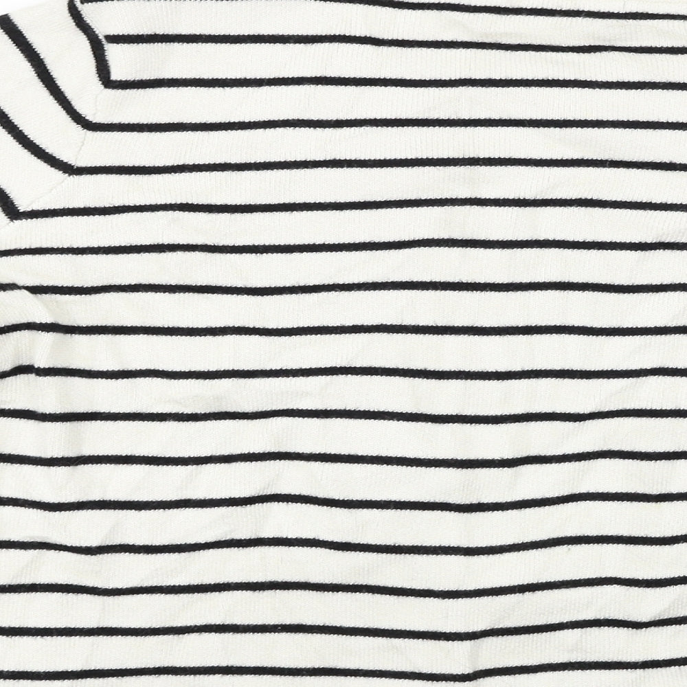 Marks and Spencer  Womens White Striped  Pullover Jumper Size 10