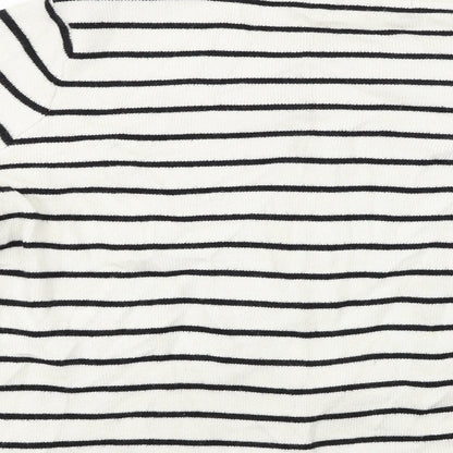 Marks and Spencer  Womens White Striped  Pullover Jumper Size 10