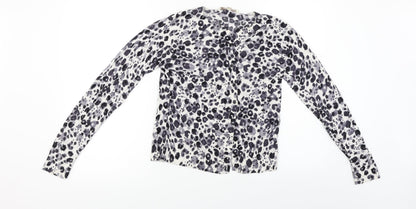 LOFT  Womens White Animal Print  Cardigan Jumper Size M