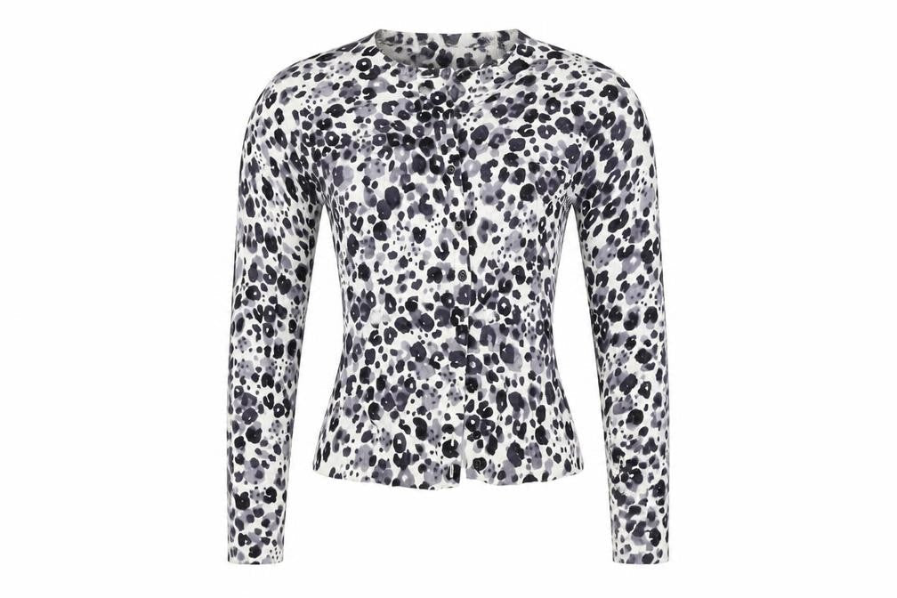 LOFT  Womens White Animal Print  Cardigan Jumper Size M