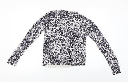 LOFT  Womens White Animal Print  Cardigan Jumper Size M