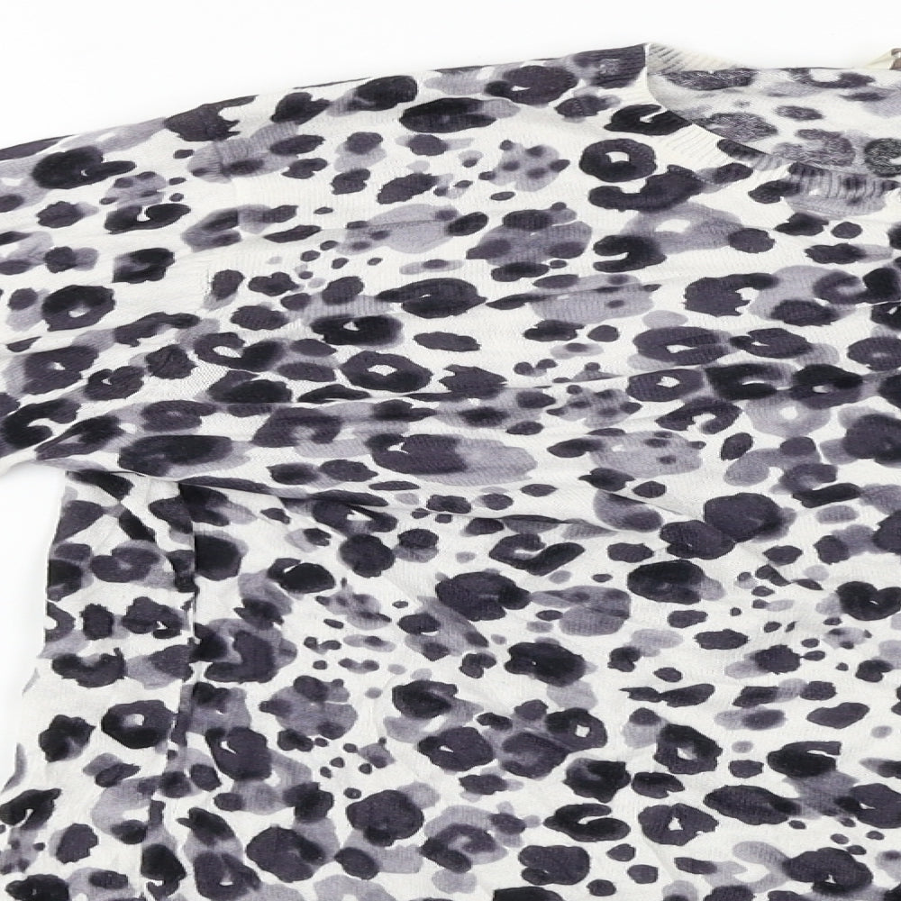 LOFT  Womens White Animal Print  Cardigan Jumper Size M
