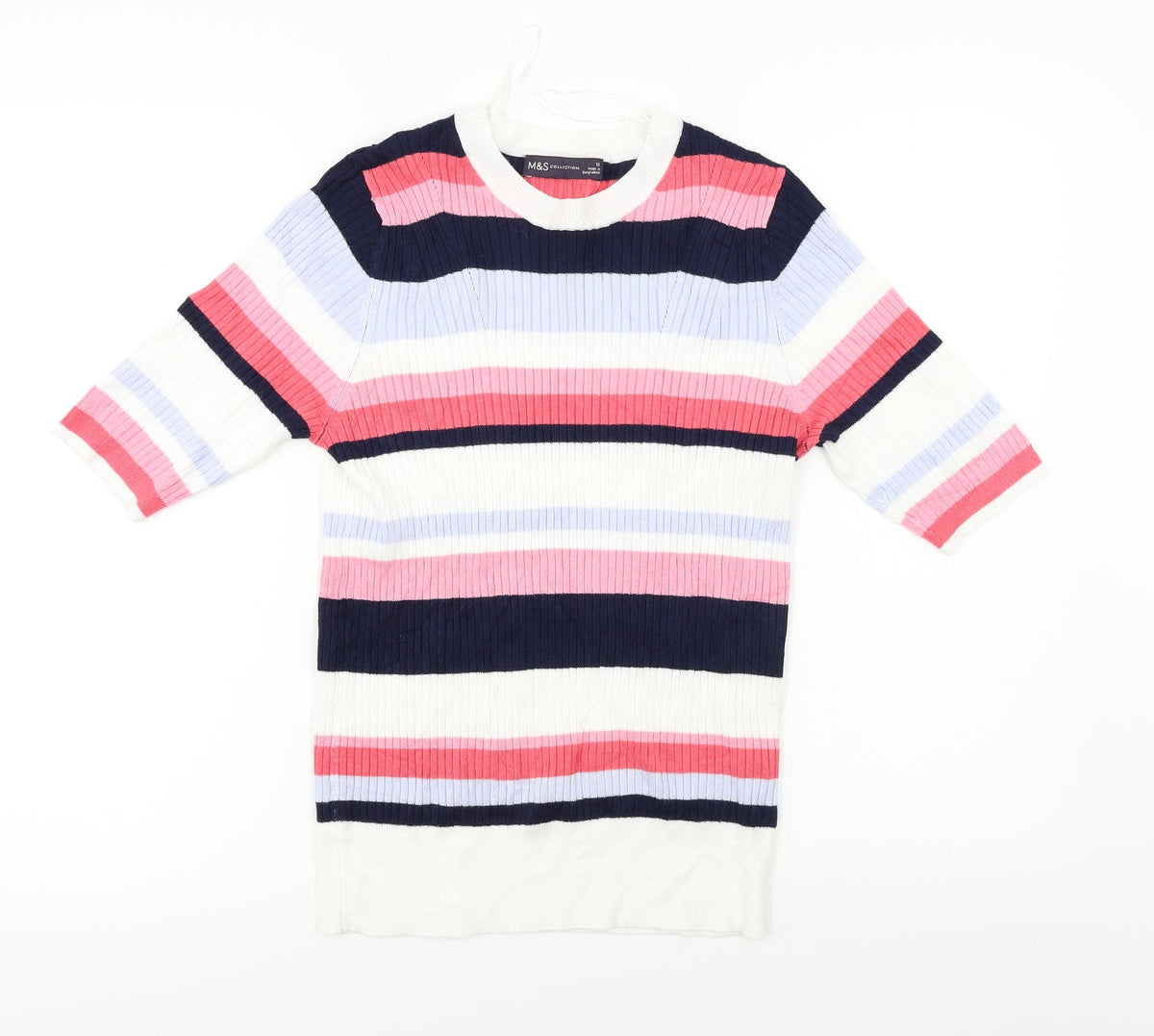 Marks & Spencer  Womens White Striped  Pullover Jumper Size 12