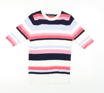 Marks & Spencer  Womens White Striped  Pullover Jumper Size 12