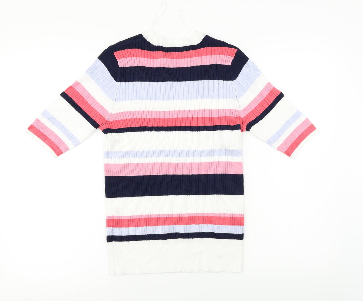 Marks & Spencer  Womens White Striped  Pullover Jumper Size 12