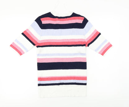 Marks & Spencer  Womens White Striped  Pullover Jumper Size 12