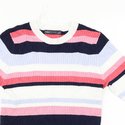 Marks & Spencer  Womens White Striped  Pullover Jumper Size 12