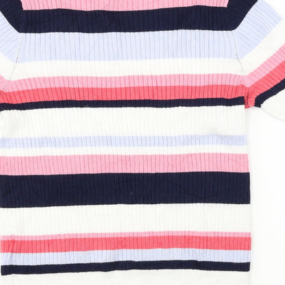 Marks & Spencer  Womens White Striped  Pullover Jumper Size 12