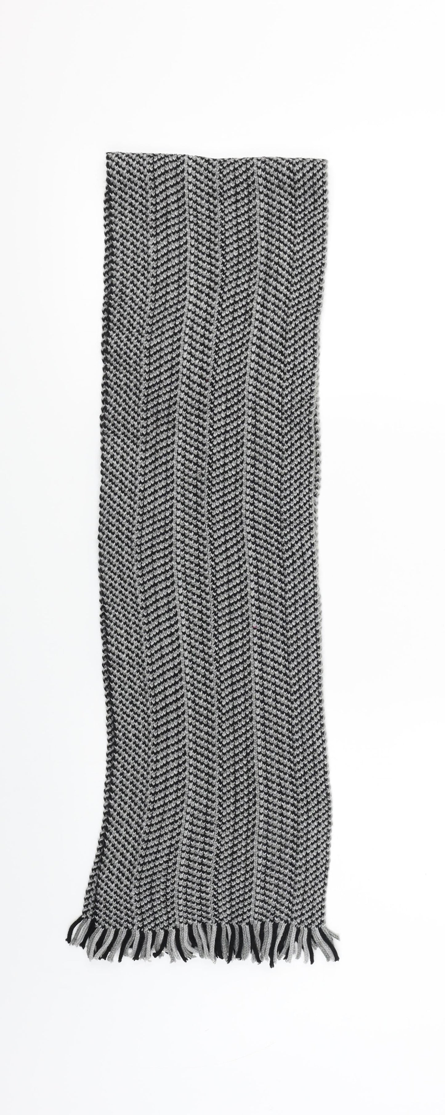 Preworn  Mens Black Striped   Scarf One Size