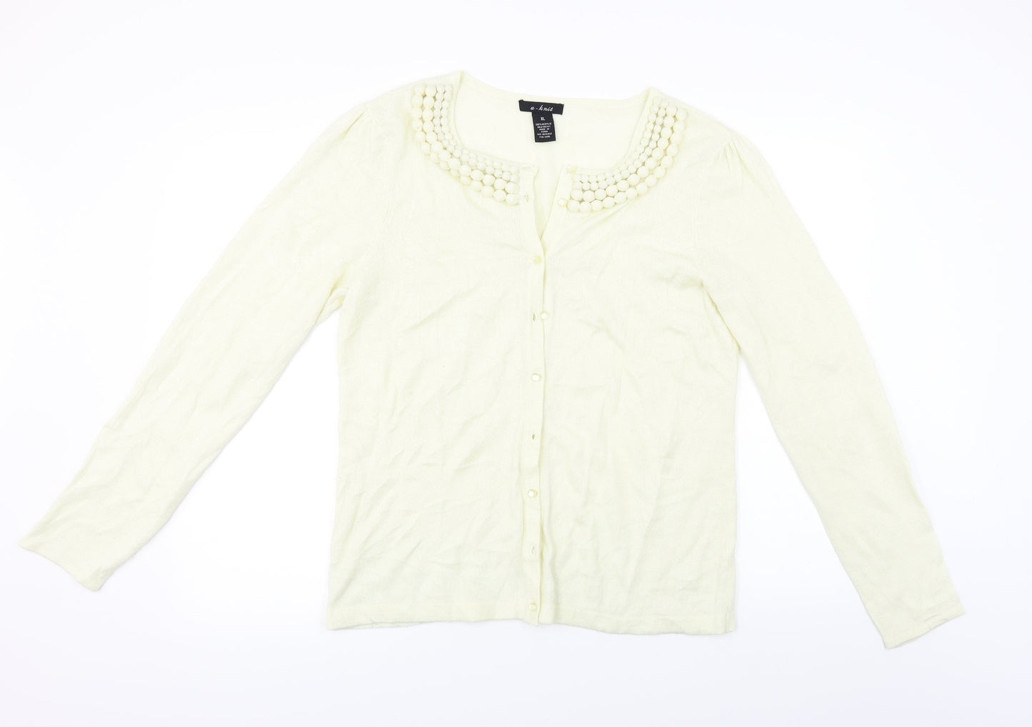 U-Knits  Womens Ivory   Cardigan Jumper Size XL