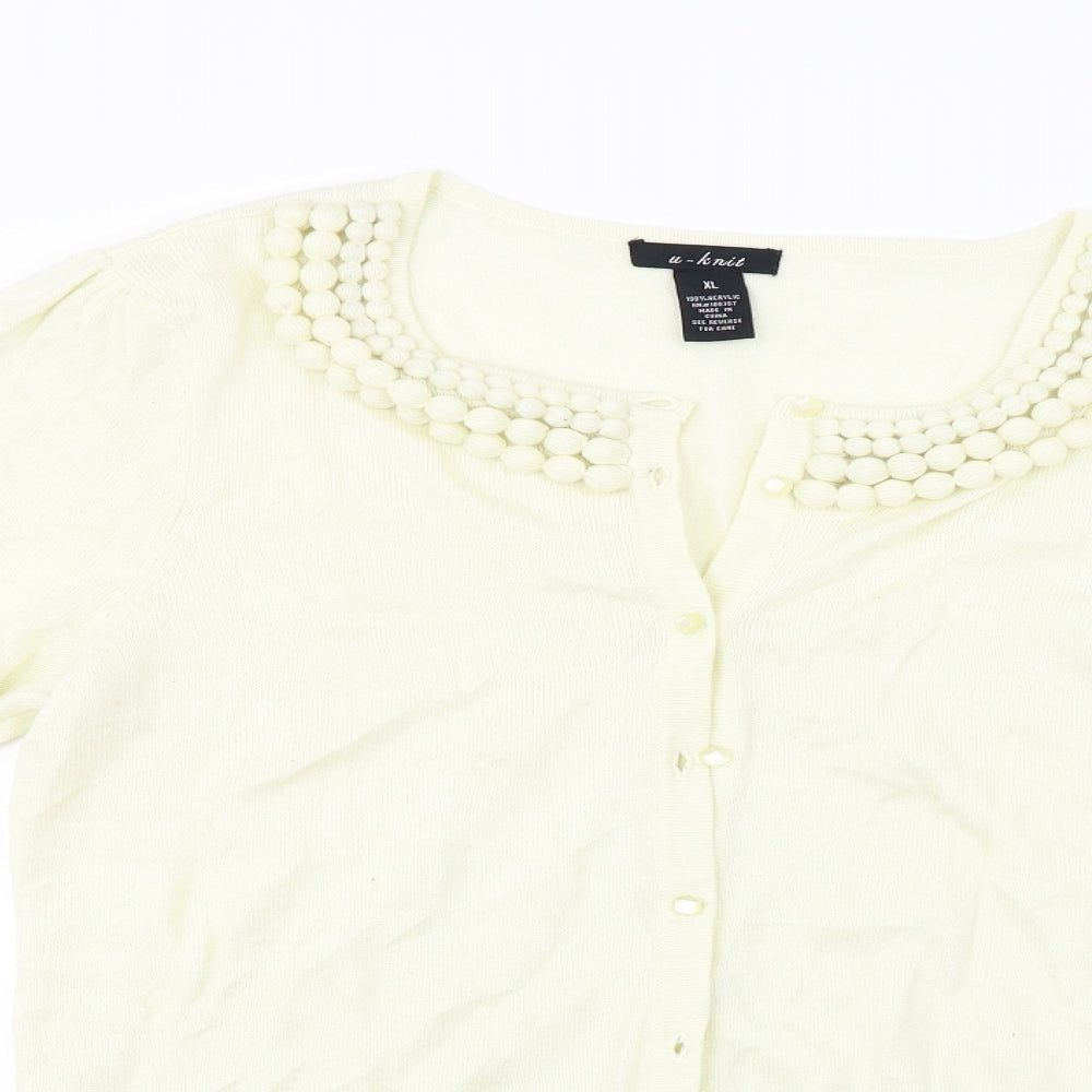 U-Knits  Womens Ivory   Cardigan Jumper Size XL