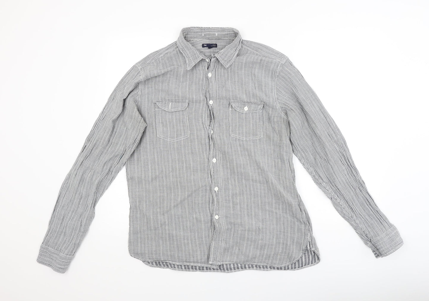 Mens UK Size L Gap Grey  Button-Up Long Sleeve Casual Shirt