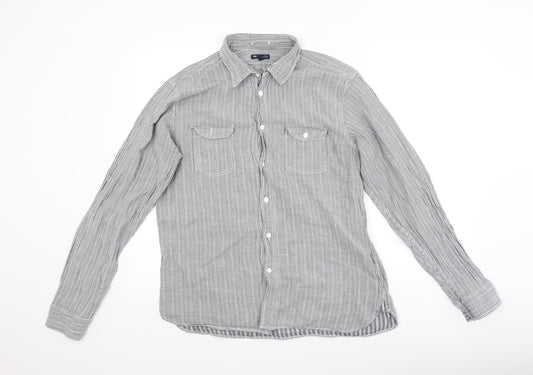 Mens UK Size L Gap Grey  Button-Up Long Sleeve Casual Shirt