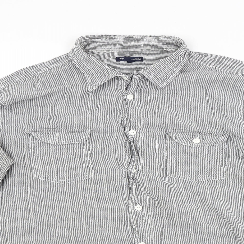 Mens UK Size L Gap Grey  Button-Up Long Sleeve Casual Shirt