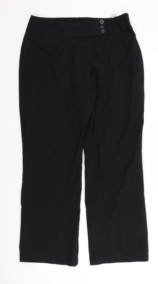 Womens UK Size 12 Marks and Spencer Regular Fit Dress Pants Black Trousers