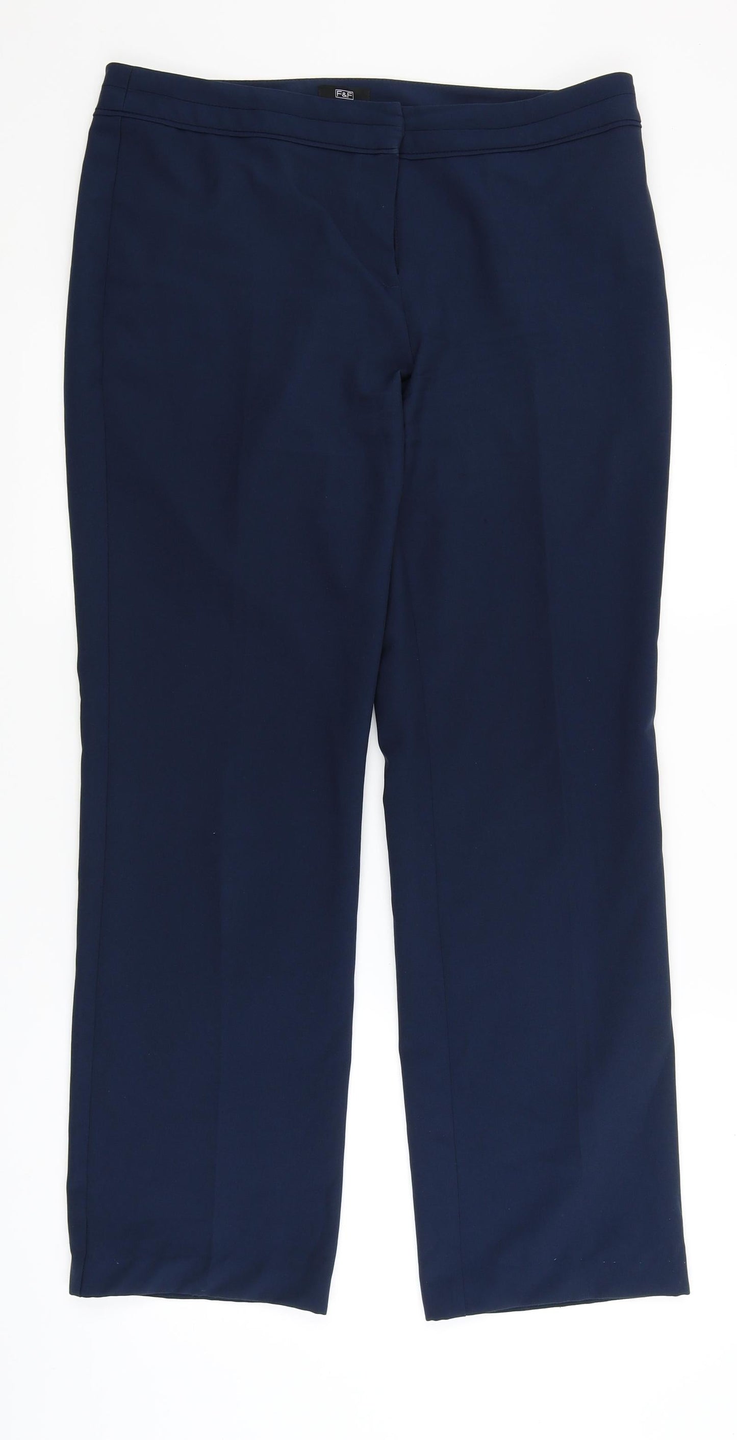 Womens UK Size 12 F&F Regular Fit Dress Pants Blue Trousers