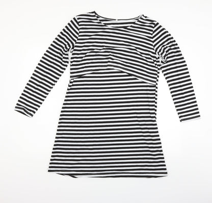 anan baby Womens White Striped  Fit & Flare  Size M