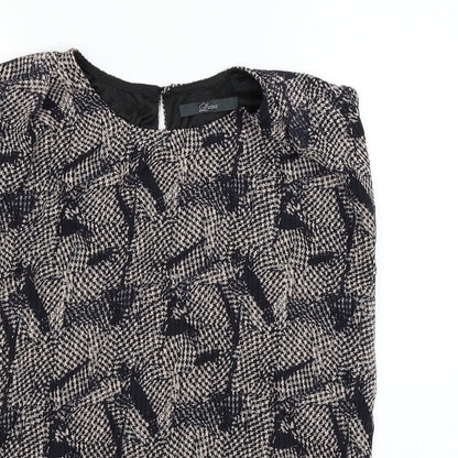 Preworn Womens Black Geometric  Basic Blouse Size 36