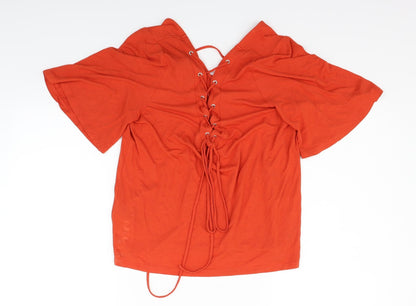 Womens UK Size 12 New Look Orange Basic T-Shirt