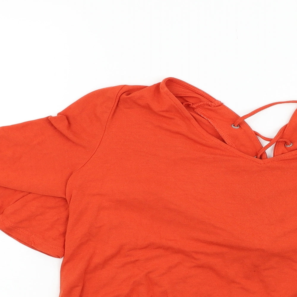 Womens UK Size 12 New Look Orange Basic T-Shirt