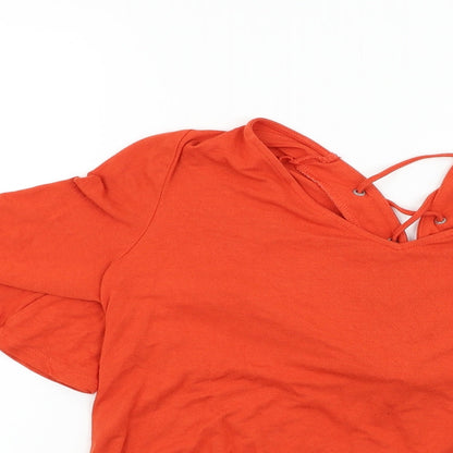 Womens UK Size 12 New Look Orange Basic T-Shirt