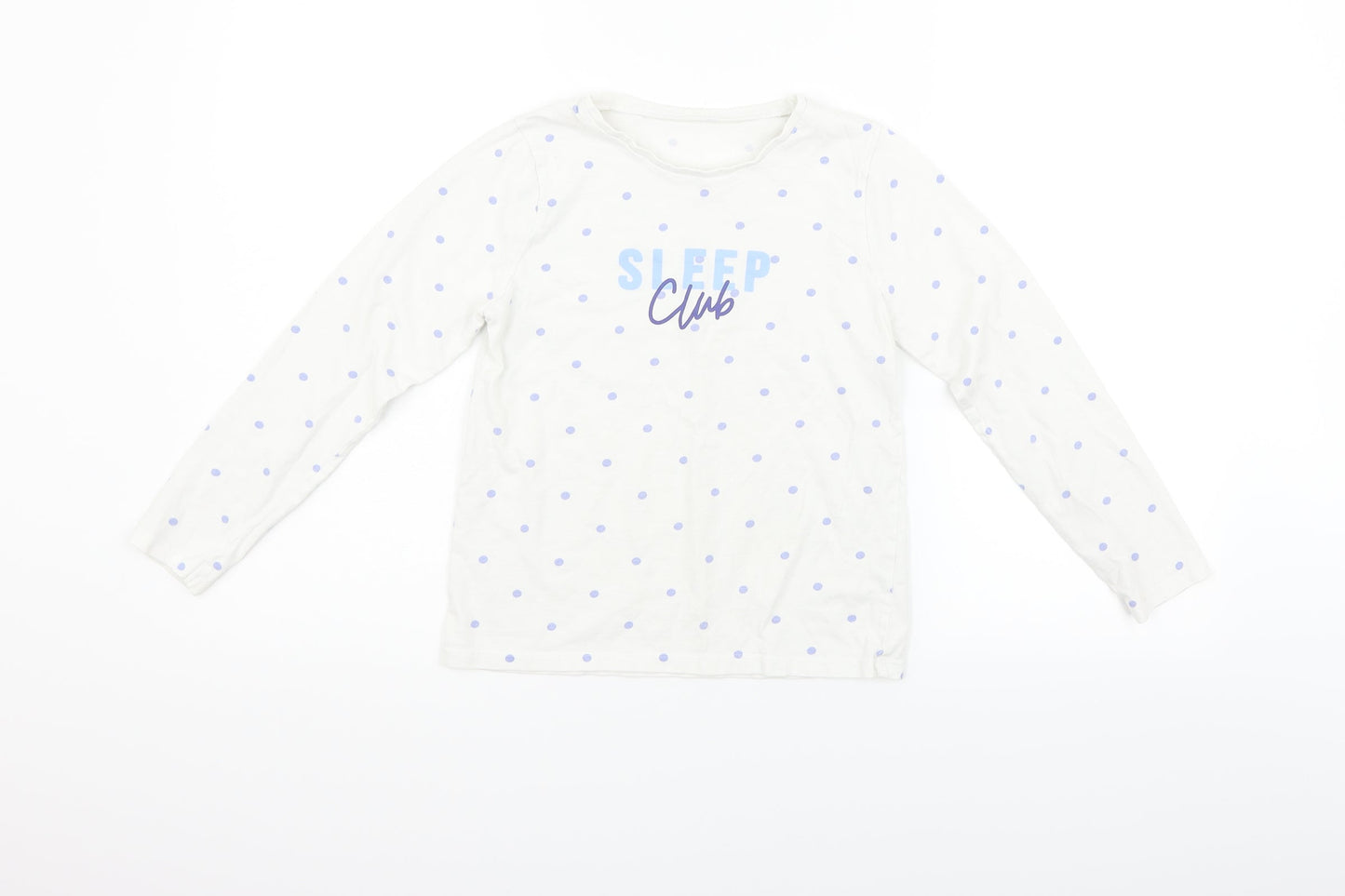 George Girls White Polka Dot  Basic T-Shirt Size 9-10 Years  - Sleep Club