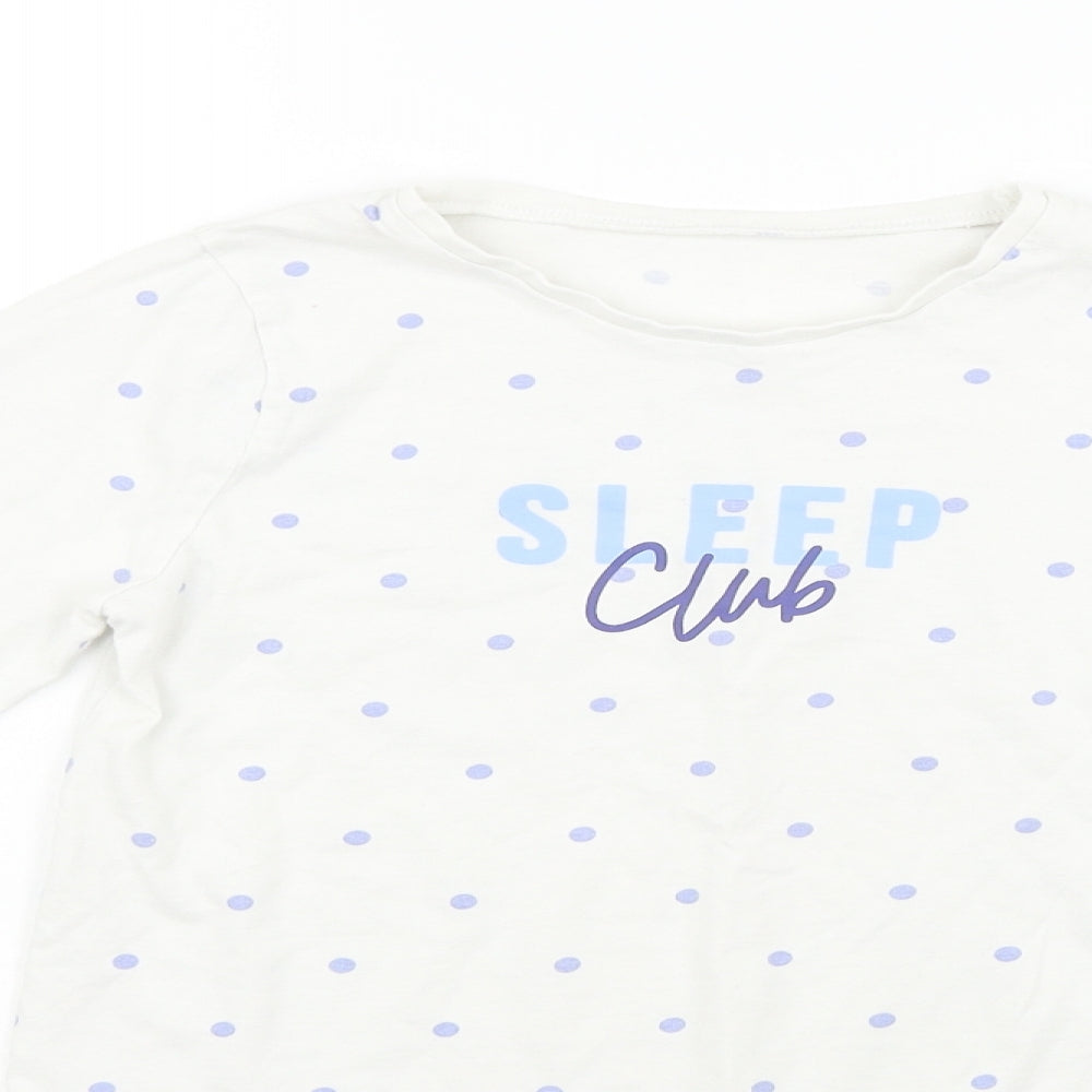 George Girls White Polka Dot  Basic T-Shirt Size 9-10 Years  - Sleep Club