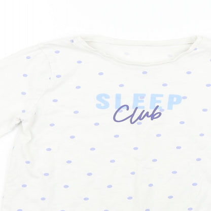 George Girls White Polka Dot  Basic T-Shirt Size 9-10 Years  - Sleep Club