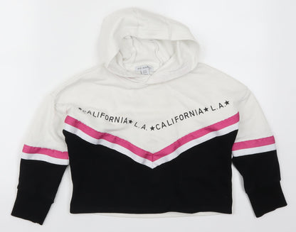 Primark Girls White Striped  Pullover Hoodie Size 8-9 Years  - California