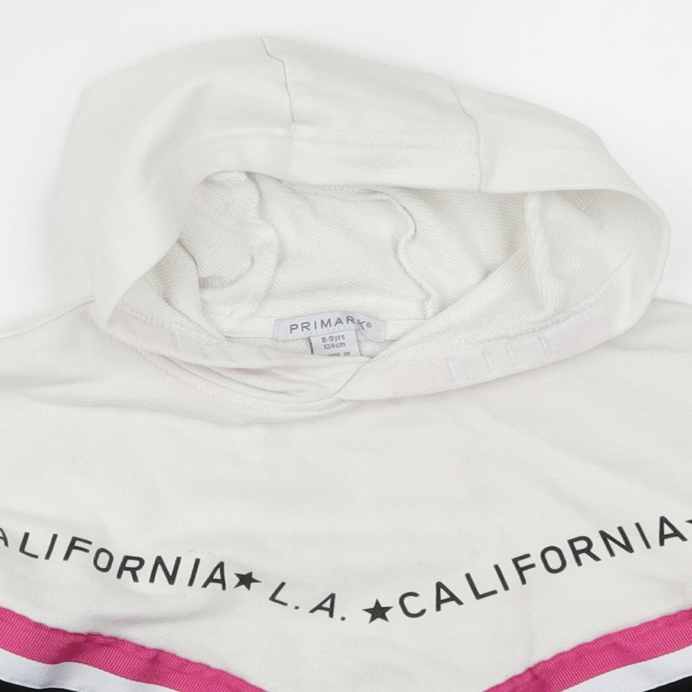 Primark Girls White Striped  Pullover Hoodie Size 8-9 Years  - California