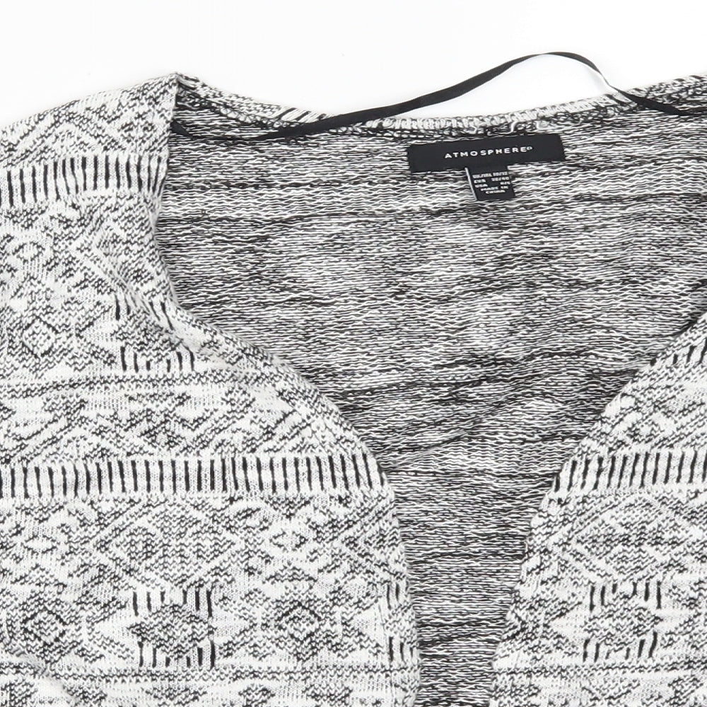 Atmosphere Womens Grey Geometric  Cardigan Jumper Size 10