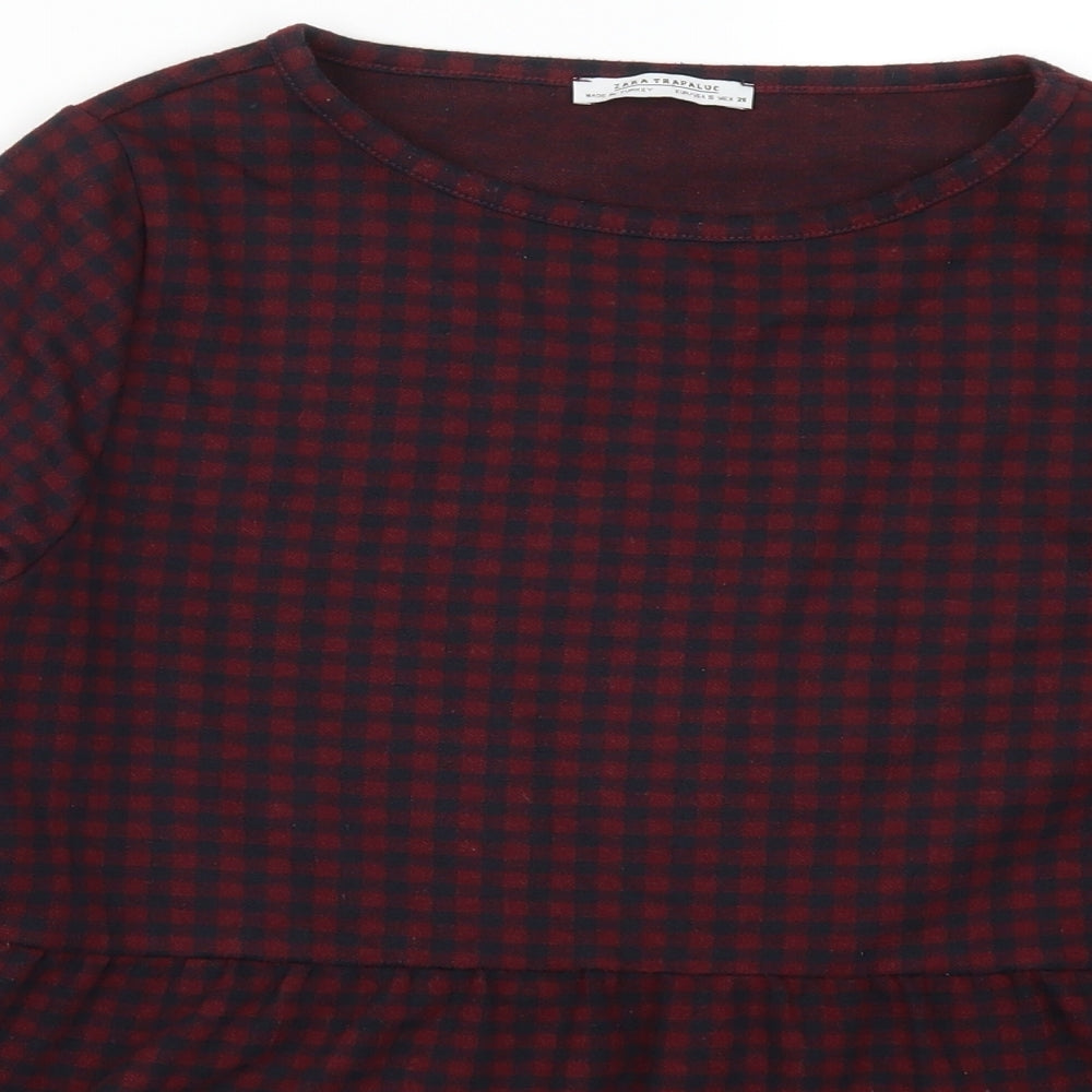Womens UK Size S Zara Red Basic T-Shirt