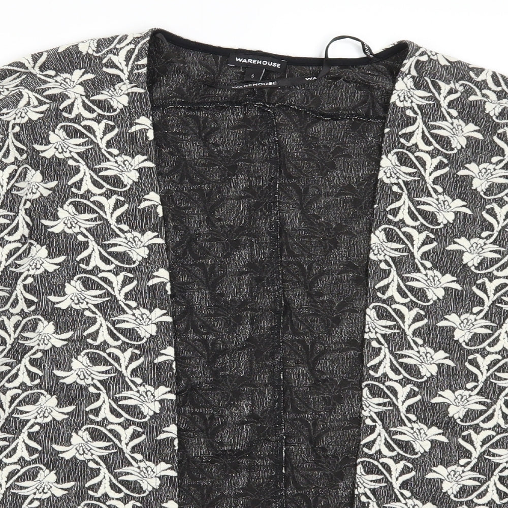 Warehouse Womens Grey Floral  Cardigan Jumper Size S