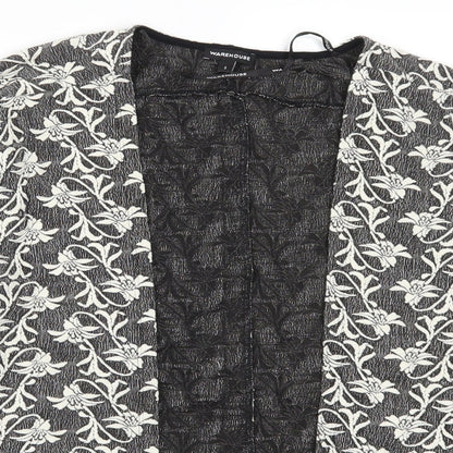 Warehouse Womens Grey Floral  Cardigan Jumper Size S
