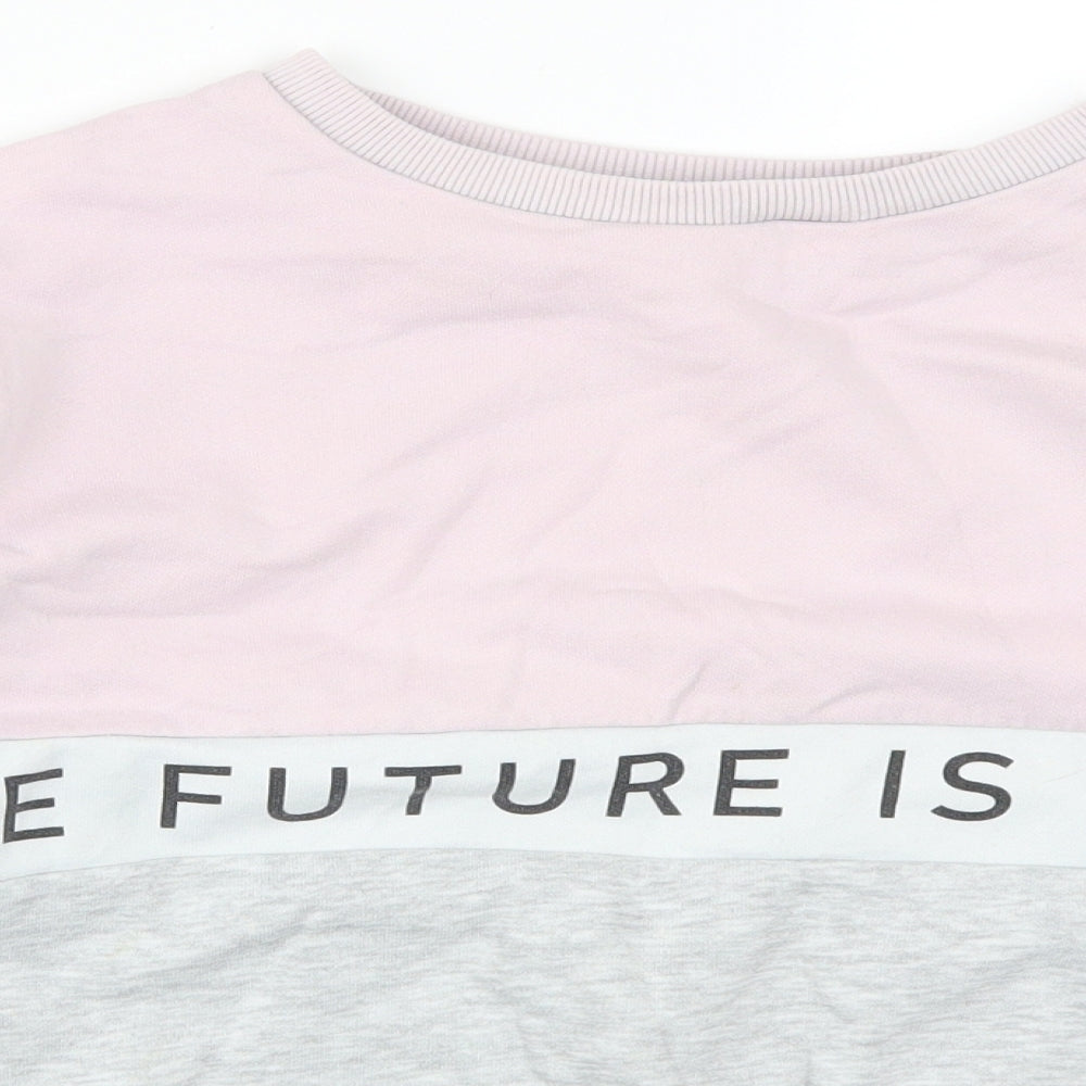 H&M Girls Pink Striped  Pullover Sweatshirt Size 11-12 Years  - The Future is Yours