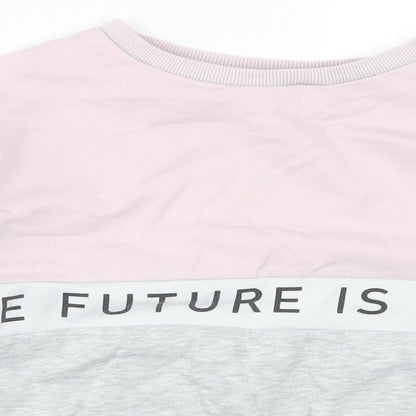 H&M Girls Pink Striped  Pullover Sweatshirt Size 11-12 Years  - The Future is Yours