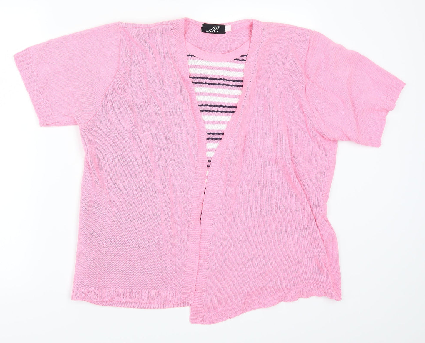 Me Womens Pink Striped  Cardigan Jumper Size L  - Cardigan and Top All in One