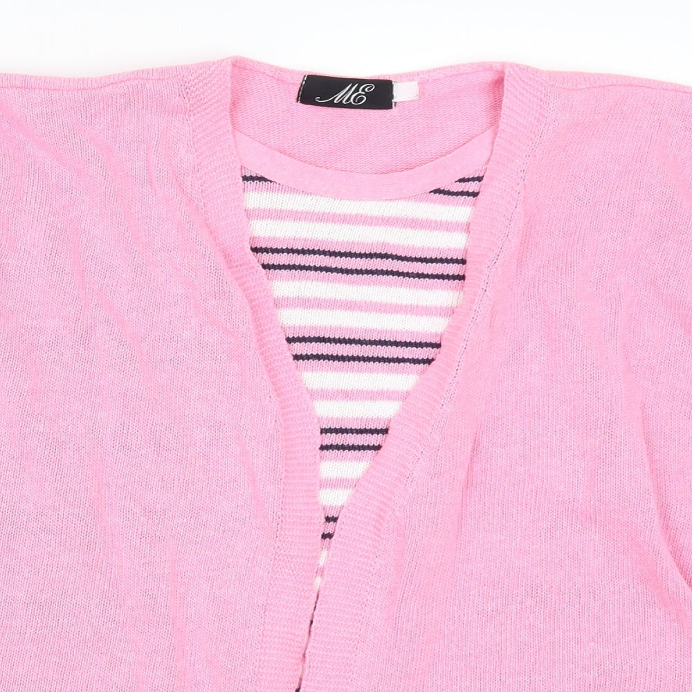 Me Womens Pink Striped  Cardigan Jumper Size L  - Cardigan and Top All in One