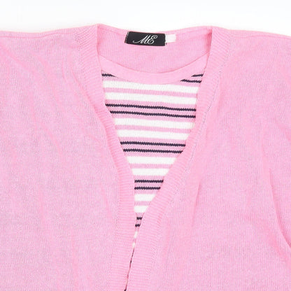 Me Womens Pink Striped  Cardigan Jumper Size L  - Cardigan and Top All in One