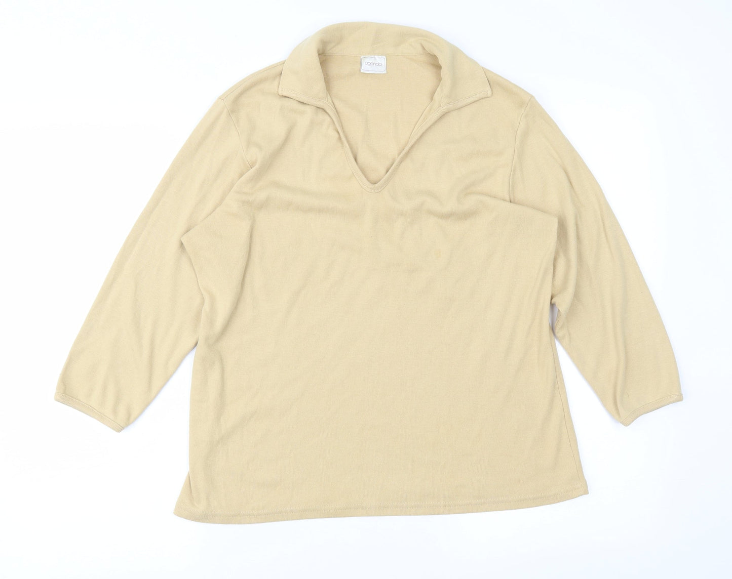 Womens UK Size 14 Agenda Yellow Basic T-Shirt