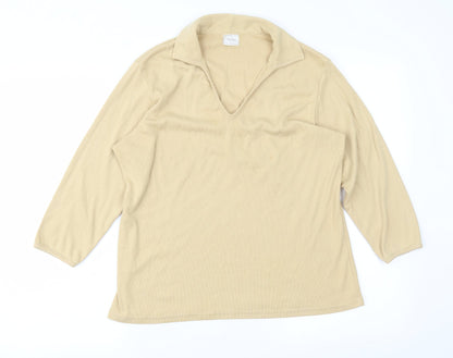 Womens UK Size 14 Agenda Yellow Basic T-Shirt