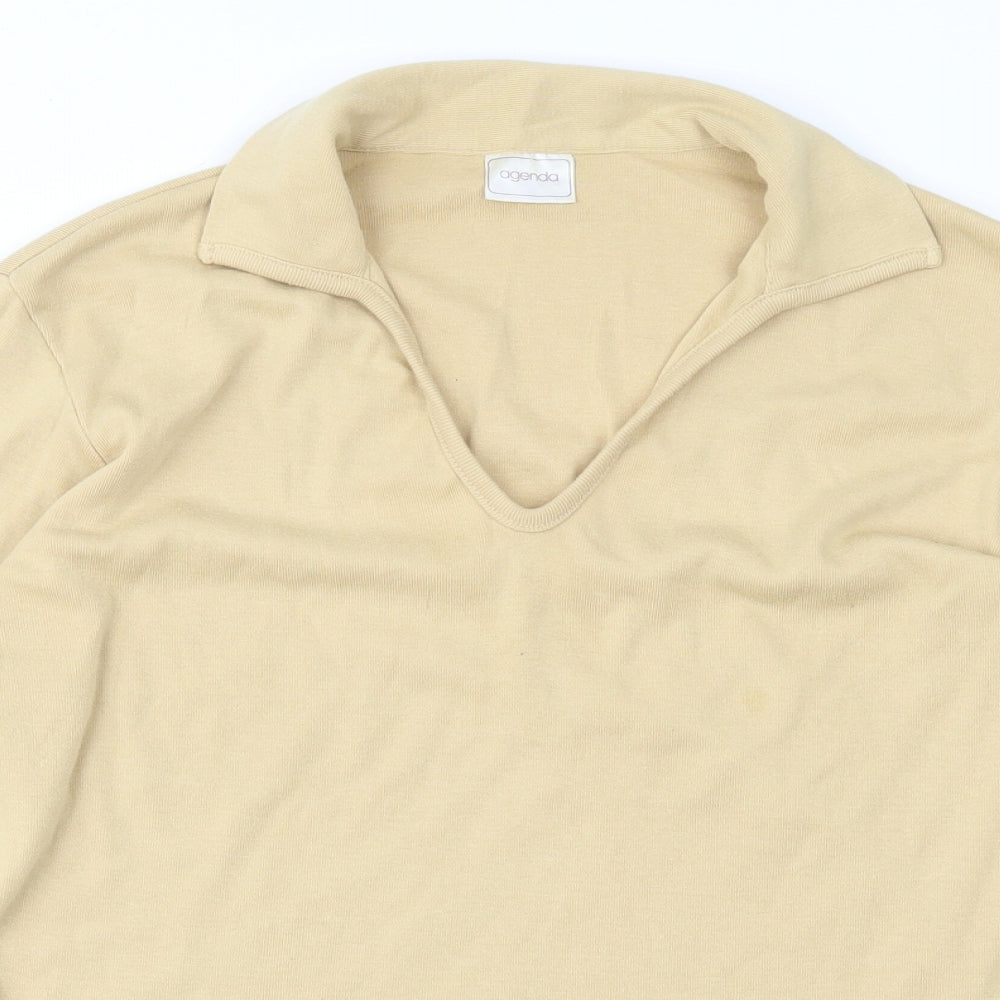 Womens UK Size 14 Agenda Yellow Basic T-Shirt