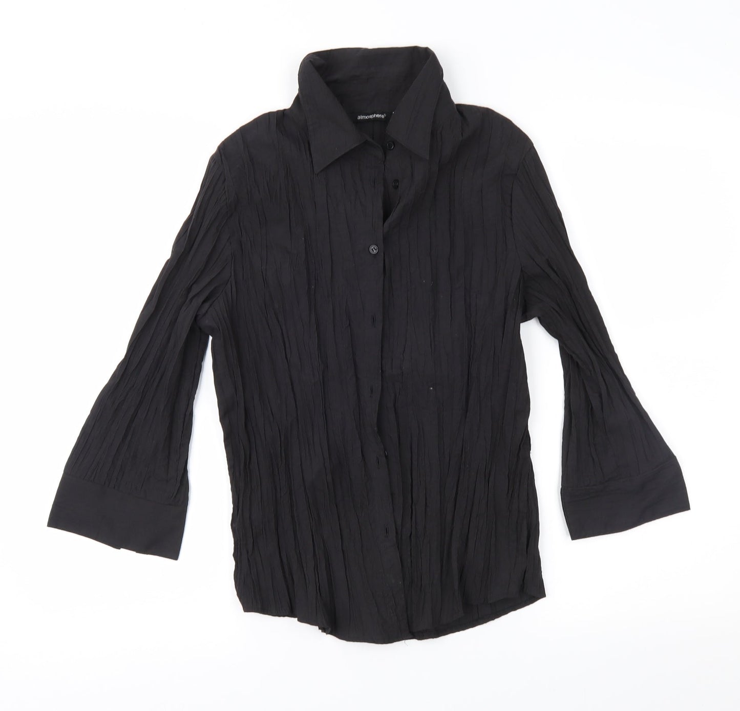 Womens UK Size 12 Atmosphere Black Basic Button-Up
