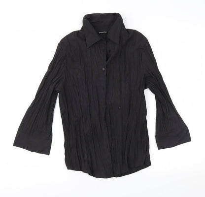 Womens UK Size 12 Atmosphere Black Basic Button-Up