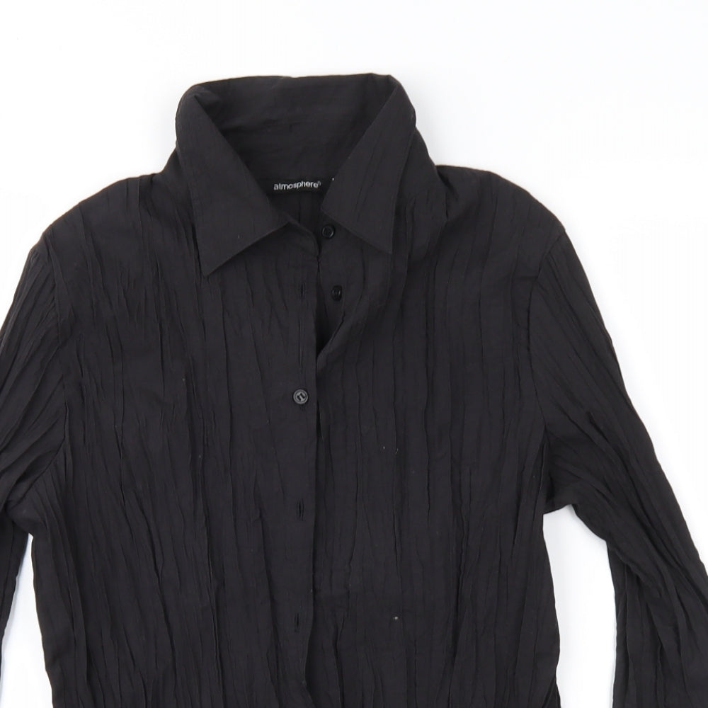 Womens UK Size 12 Atmosphere Black Basic Button-Up