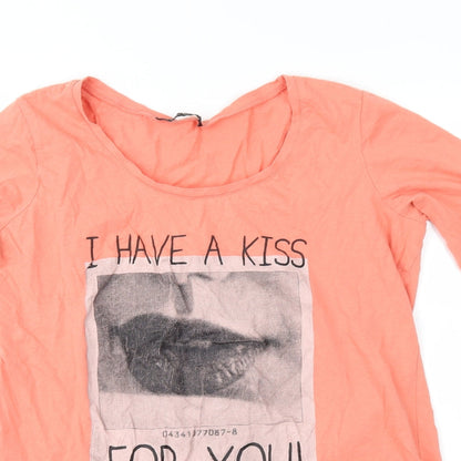Womens UK Size 14 Select Orange Basic T-Shirt