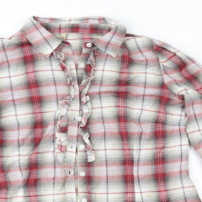 E-vie Womens Red Check  Basic Button-Up Size 14