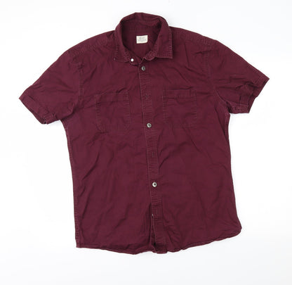 Mens UK Size M Matalan Purple  Button-Up Short Sleeve Casual Shirt